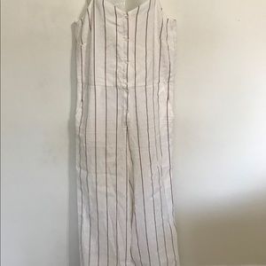 Sessun jump suit L straps striped linenX wide leg